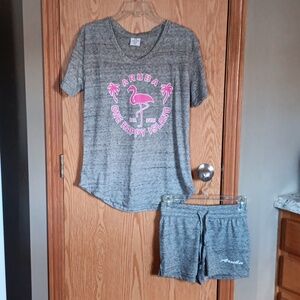 Ladie I Love Aruba Top And Shorts Set New Without Tags Sz. M Shorts Waist 25"